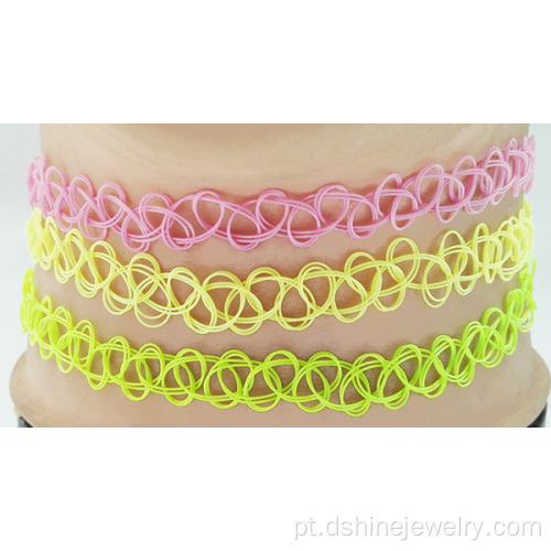 Moda Neon Multi cor Handmade tatuagem colar gargantilha